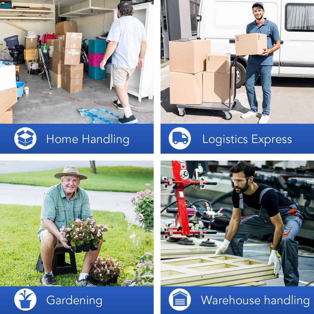 440 lbs. Capacity Easy-Move Foldable Steel Push Cart with 2 x Fixed Wheels and 2 x 360° Wheels - Hercitys