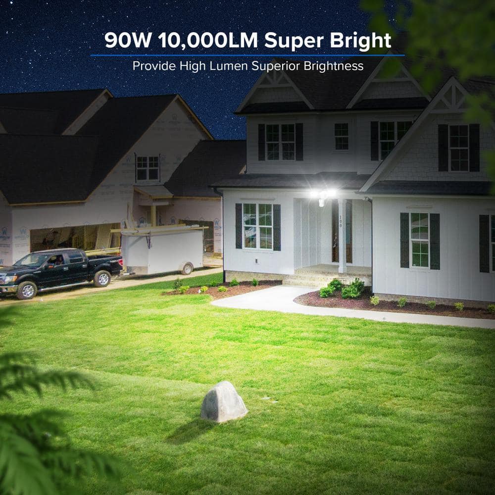 1,000-Watt Equivalent 10,000-Lumens 180° White Dusk to Dawn Motion Sensing Integrated LED Flood Light 5000K - Hercitys