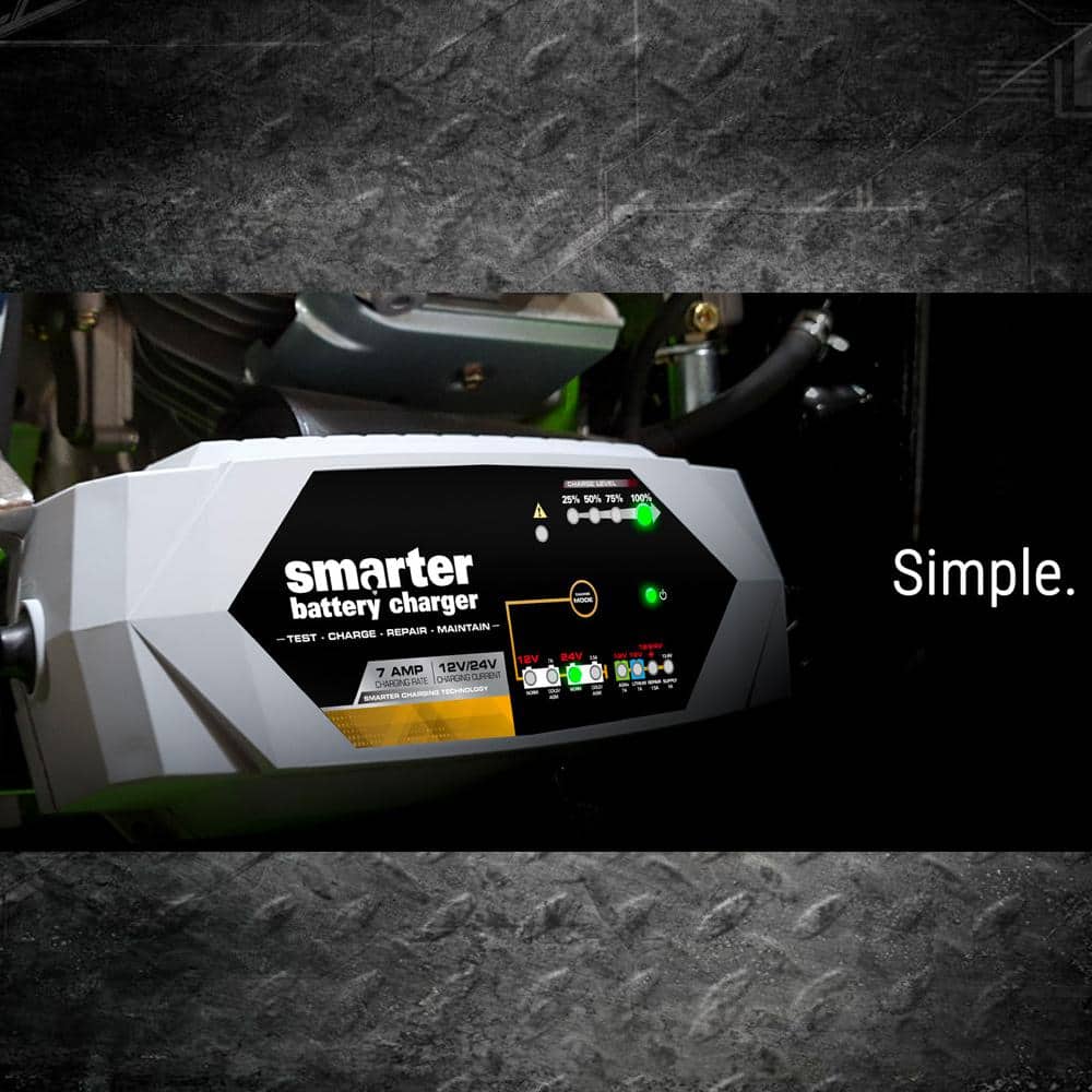 12V/24V 7 Amp Smart Automotive Battery Charger, Maintainer, Repairer, Tester with Advanced Desulphation Process - Hercitys