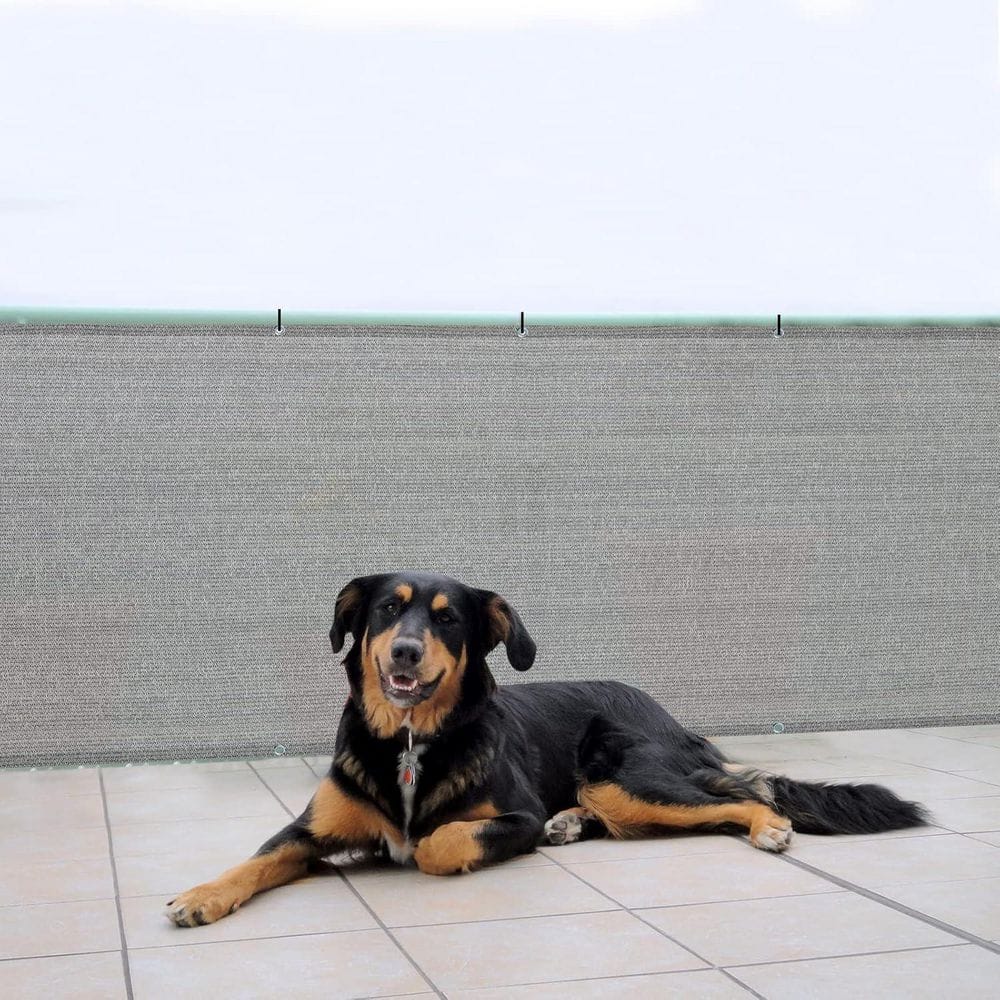 36 in. HDPE Brown Gray Plastic Privacy Garden Fence with UV Protection, Balcony and Deck Wind Block Screen - Hercitys