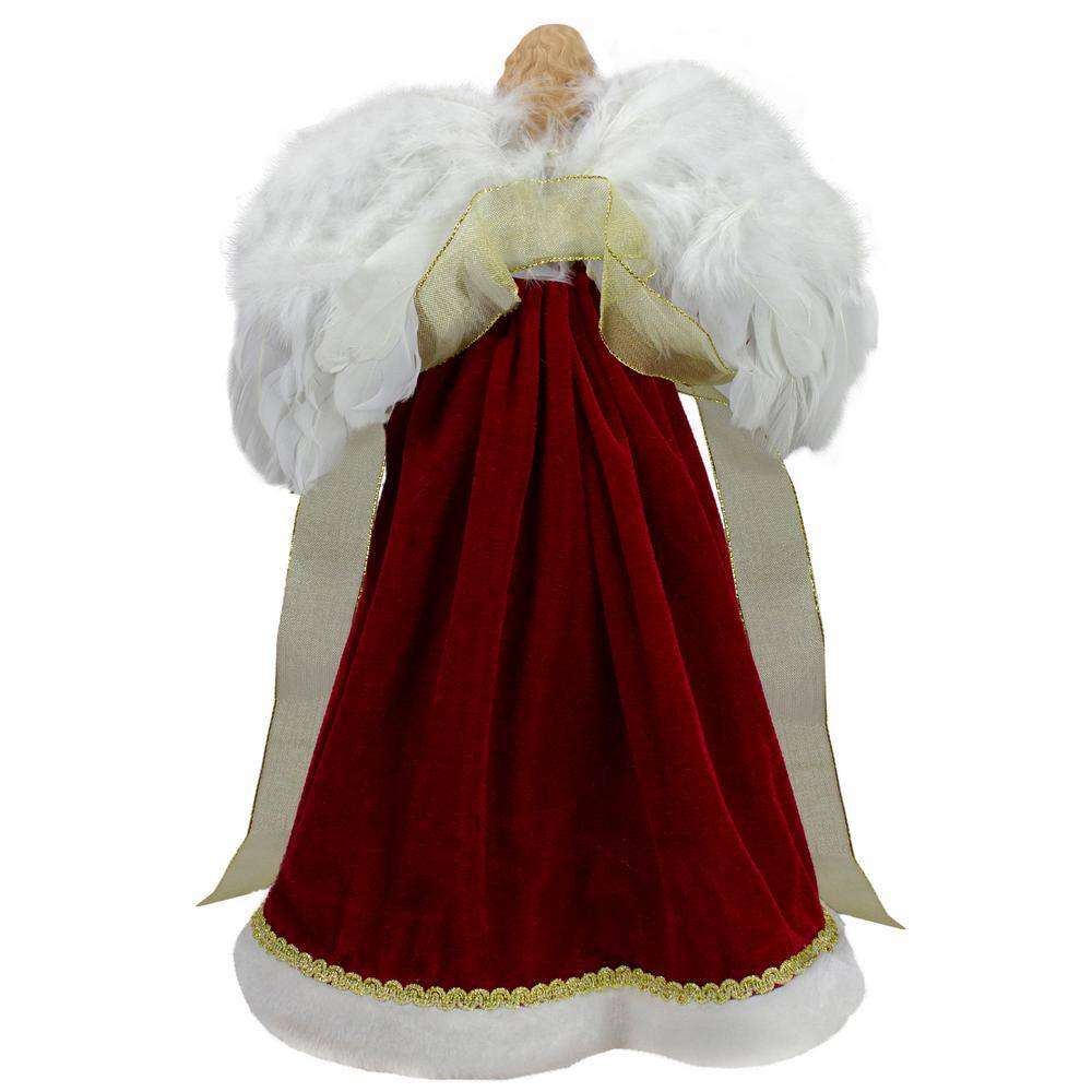 18 in. Red and Gold Angel in a Dress Christmas Tree Topper – Unlit - Hercitys