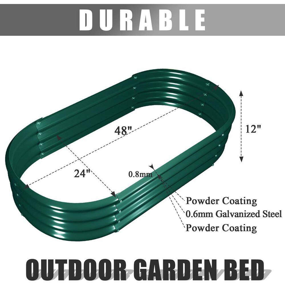 48 in. x 24 in. x 12 in. Green Galvanized Raised Garden Bed Kit, Metal Planter Box for Vegetables Flowers Fruits 2-Pack - Hercitys
