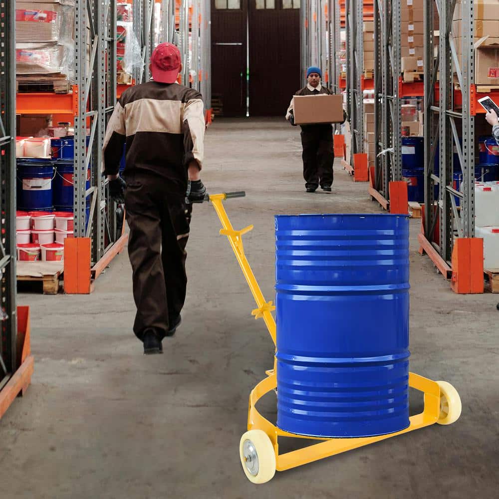 1200 lbs. Capacity Oil Drum 2.8 cu. ft. Steel Hand Cart Garden Cart with 2-Fixed PU Wheels and 1-Swivel Wheel - Hercitys