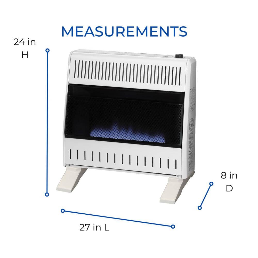 30,000 BTU Natural Gas Ventless Blue Flame Space Heater With Base Feet, Manual Control – Model# MN300HBA-B - Hercitys