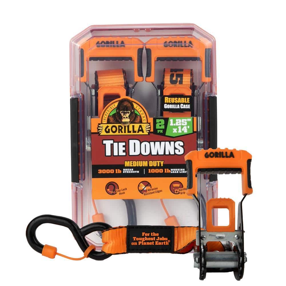 14 ft. x 1.25 in. Medium Duty Tie Down Ratchet Strap (2-Pack) - Hercitys