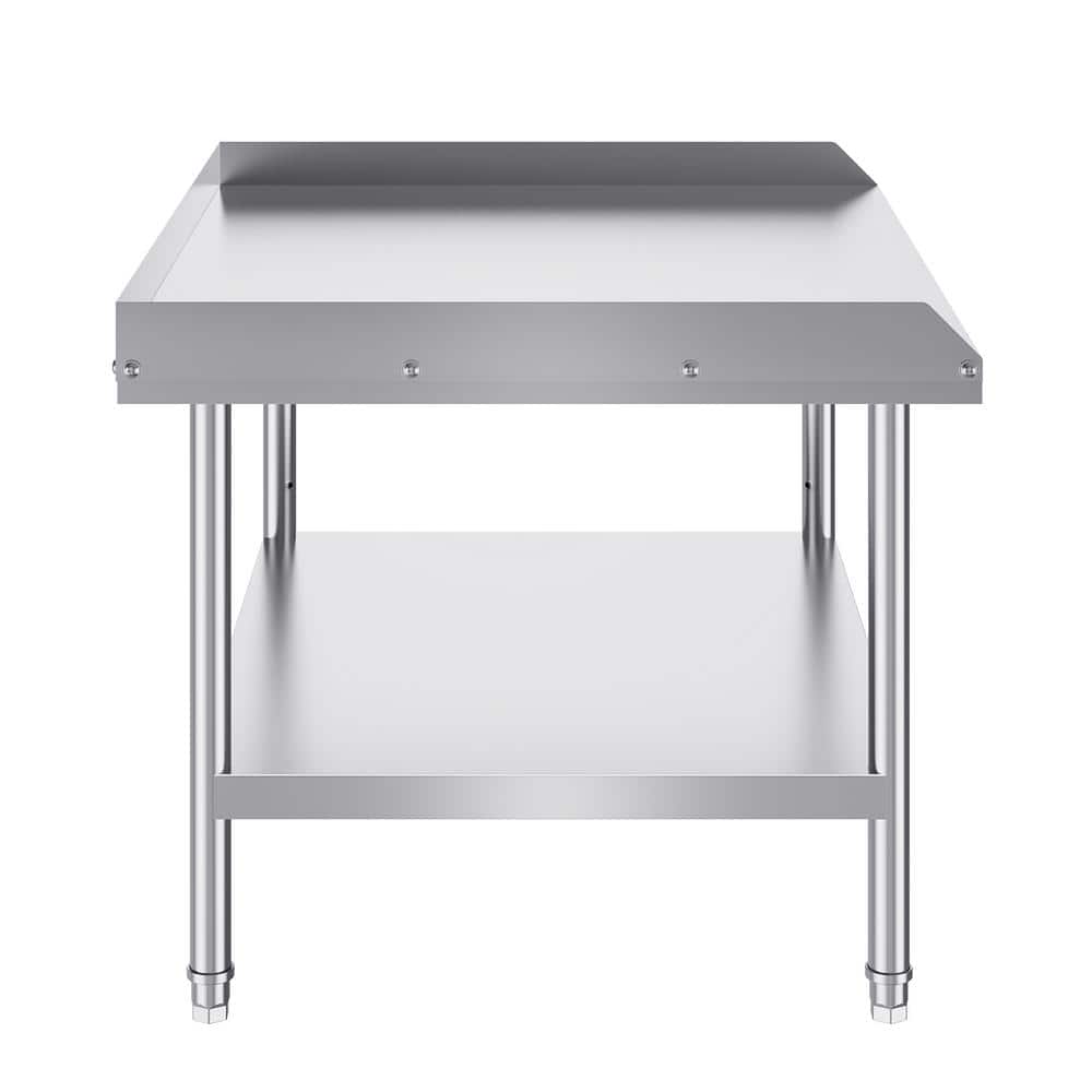 30 x 36 x 26 in. Stainless Steel Work Table, Commercial Food Kitchen Prep Table, 3-Sided Backsplash Adjustable Height - Hercitys