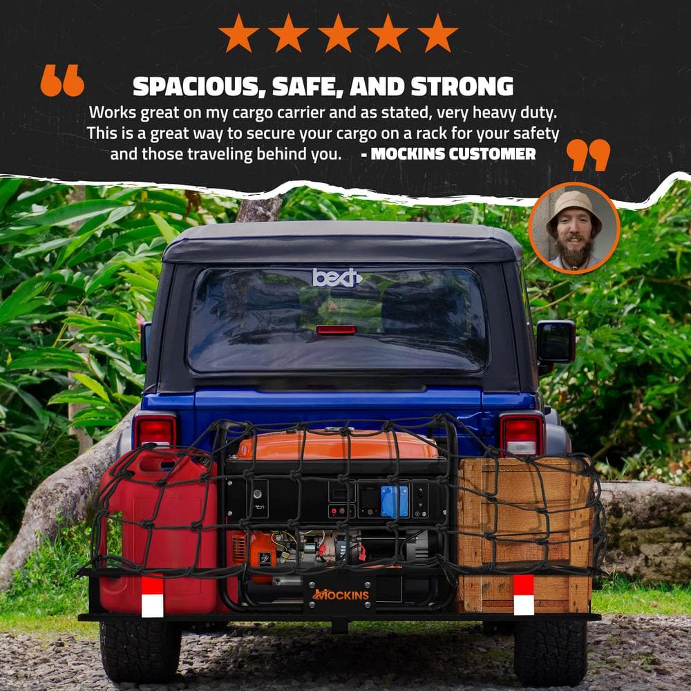 36 in. x 39 in. Heavy-Duty Bungee Cargo Net – Stretches to 80 in. x 75 in. - Hercitys