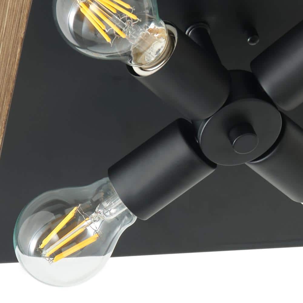 14.56 in. 4-Light Farmhouse Square Flush Mount Industrial Ceiling Light Fixtures - Hercitys