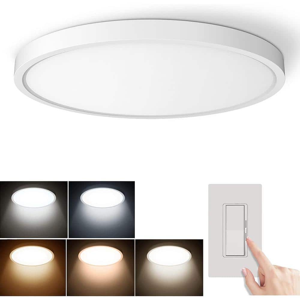 4-Pack 15.8 in. 24-Watt 3-Color White Indoor Selectable LED Flush Mount Dimmable Ceiling Light 2400 Lumens - Hercitys
