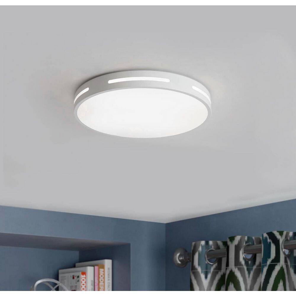 11.8 in. 1-Light LED Flush Mount Ceiling Light 24-Watt Close to Ceiling Light with PS Shade, White - Hercitys