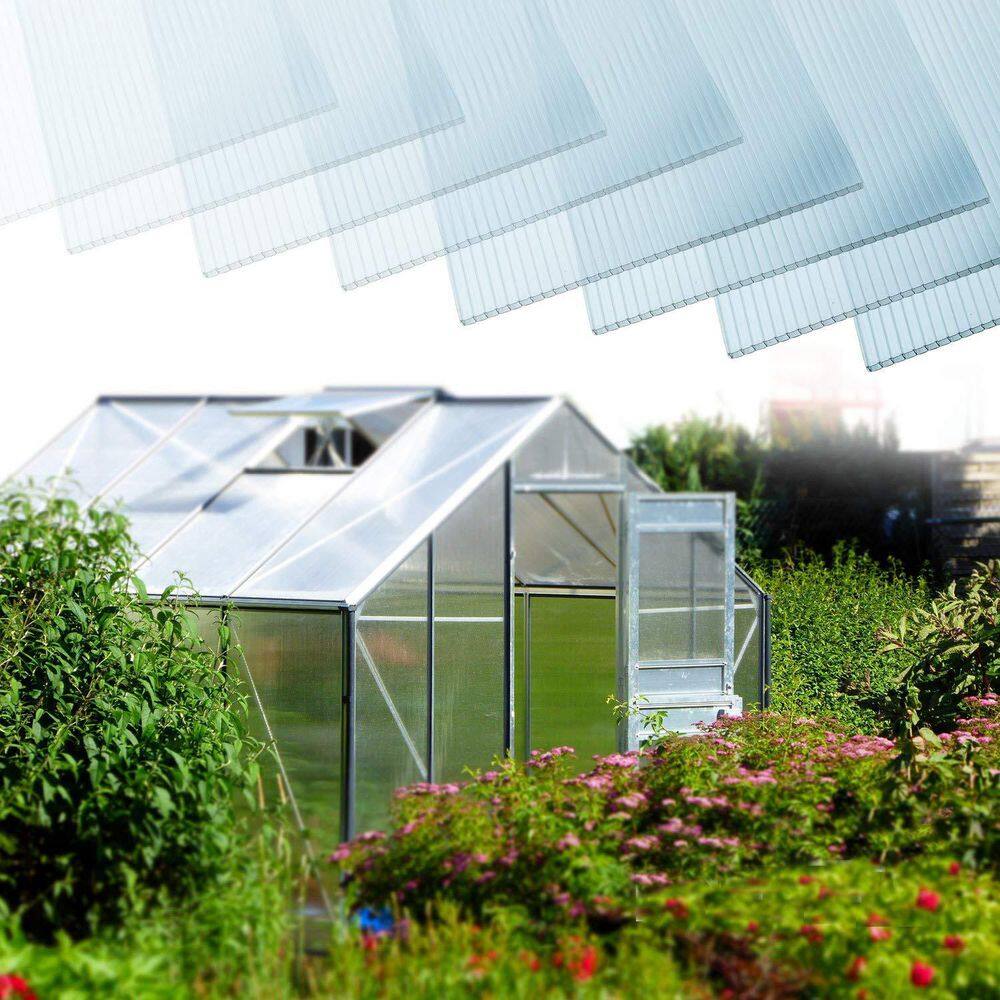 14-Piece 48 in. W x 24 in. D x 0.15 in. H Polycarbonate Clear UV Protected Anti-Drip Greenhouse Sheet - Hercitys