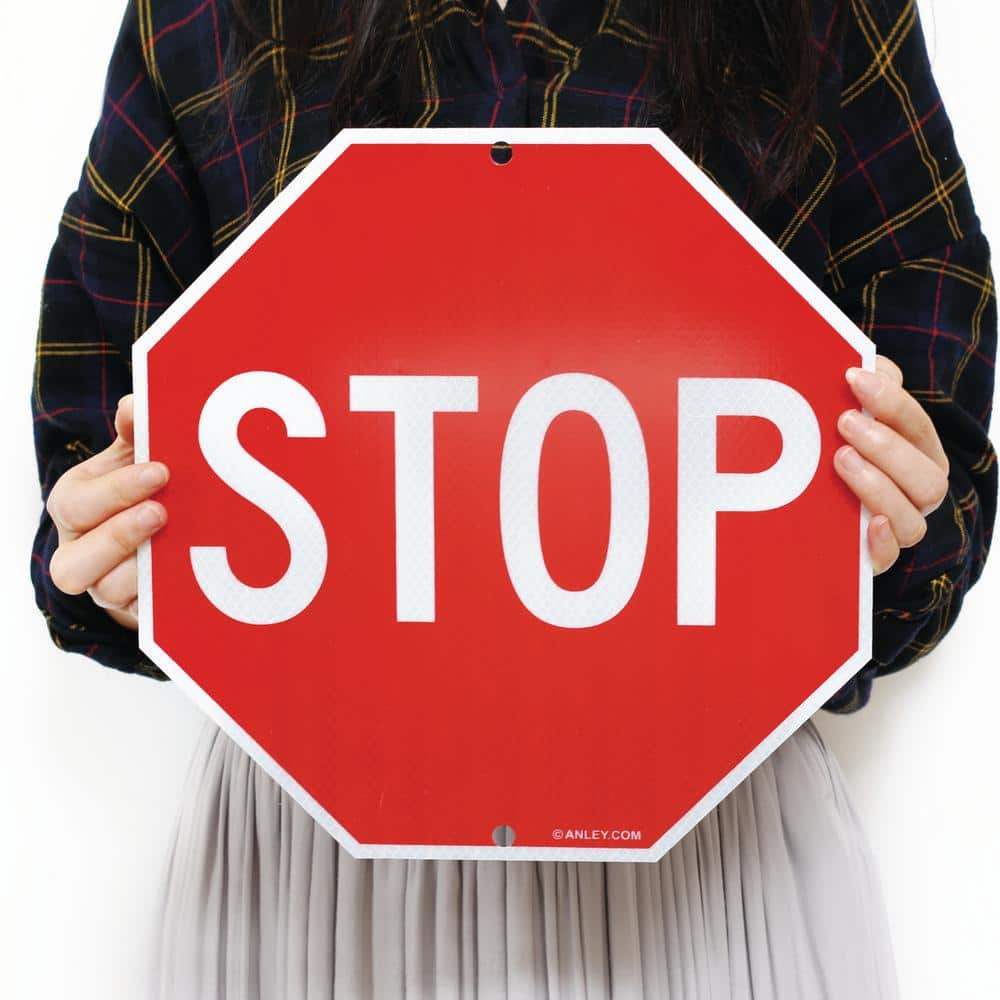 12 in. x 12 in. Stop Sign – Street Road Slow Warning Metal Warning Signs - Hercitys