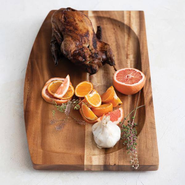 24 in. W x 1.5 in. H x 14 in. D Rectangle Brown Wood Serving Trays with Raised Edge - Hercitys