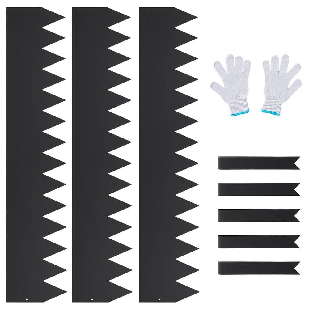 40 in. L x 6 in. W Black Steel Strips 3-Pack Garden Edging Borders Landscape Edging Hammer-in Edging Border with 5 Clips - Hercitys