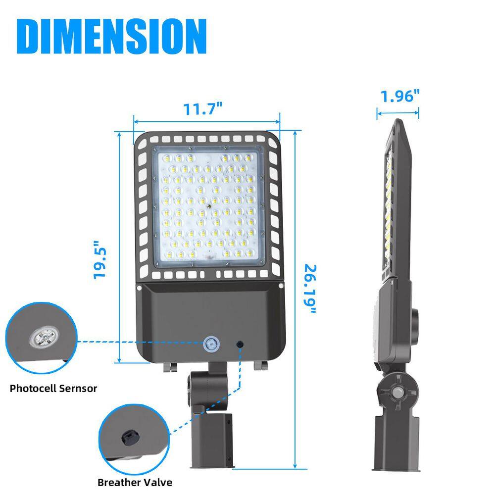 1500-Watt Equivalent Integrated LED Parking Lot Area Light, Slip Fitter 39000 Lumens 5000K Dusk to Dawn Commercial Light - Hercitys