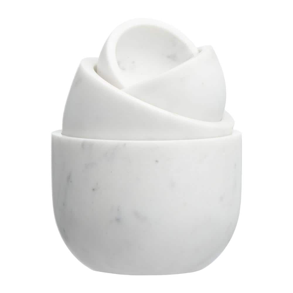 4 in. 8 fl. oz. White Marble Serving Bowls (Set of 4) - Hercitys