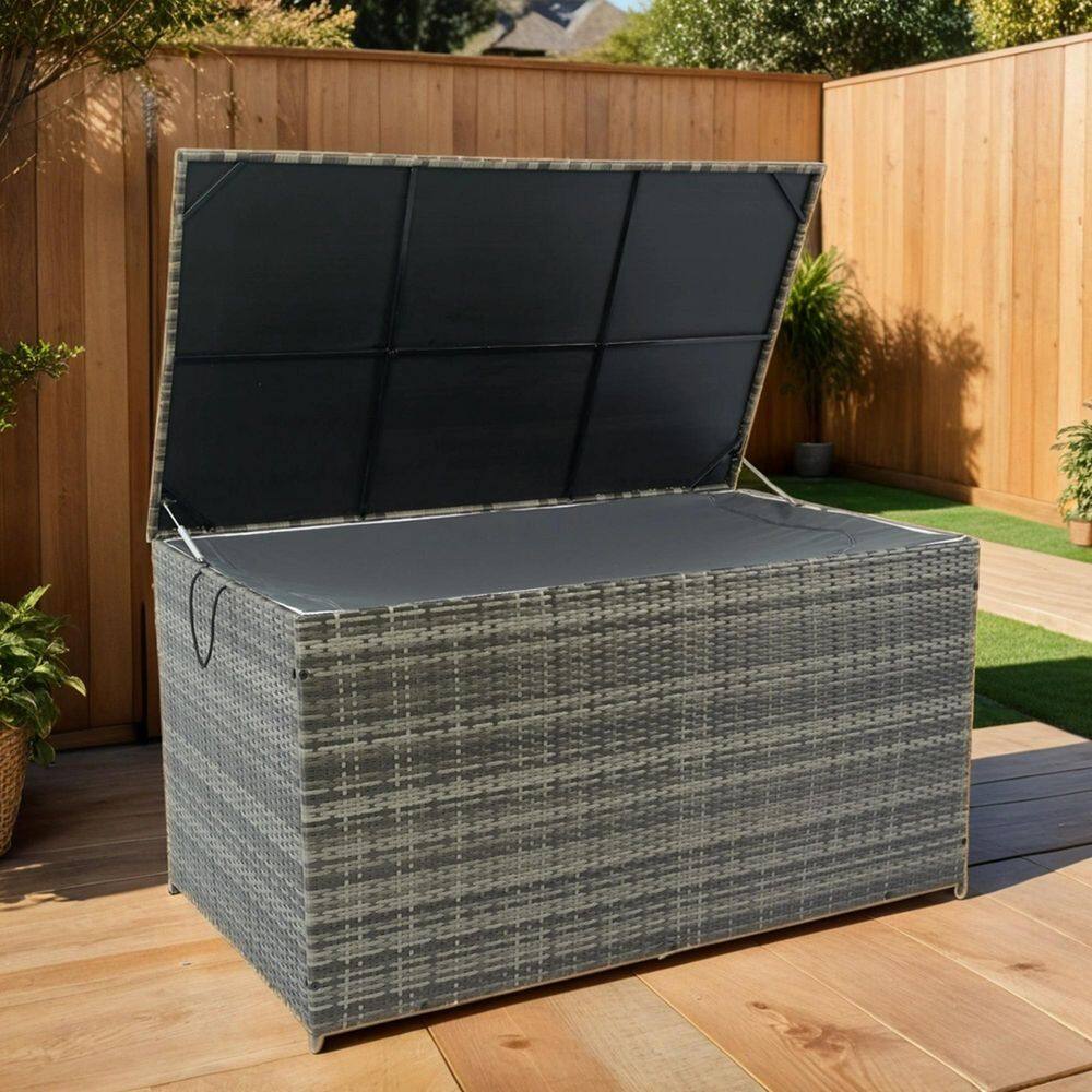200 Gal. Gray Rattan Patio Deck Box - Hercitys