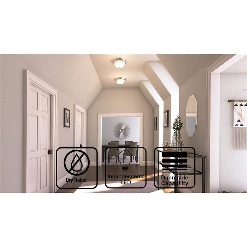 13 in. 2-Light Brushed Nickel Flush Mount (8-Pack) - Hercitys