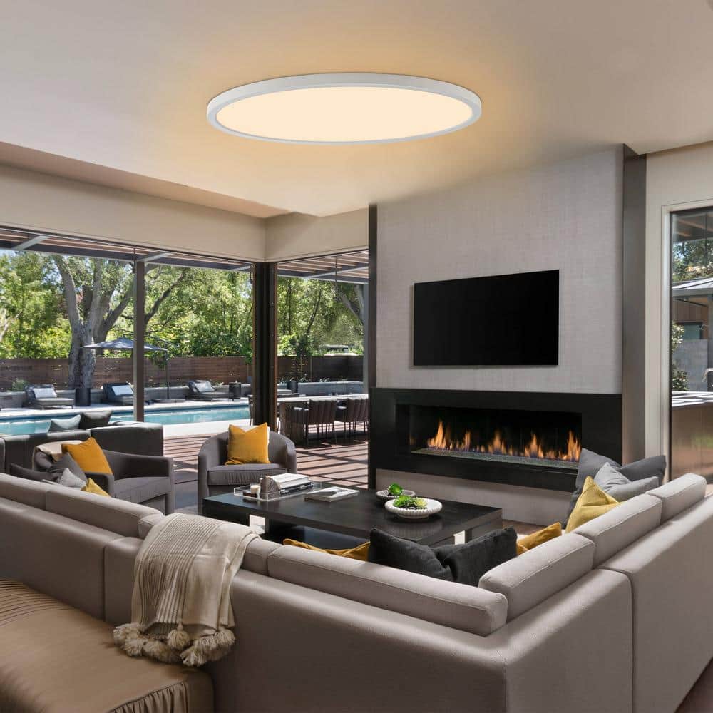 32 in. White Modern Dimmable LED Ceiling Light Flush Mount with Selectable 2700K/3000K/3500K/4000K/5000K(1-Pack) - Hercitys