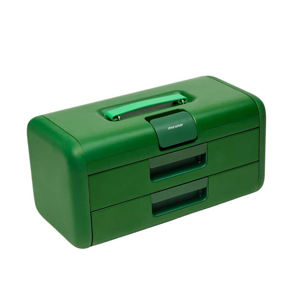 17 in. Green Portable Steel 3-Drawer Toolbox with Silicone Liners - Hercitys