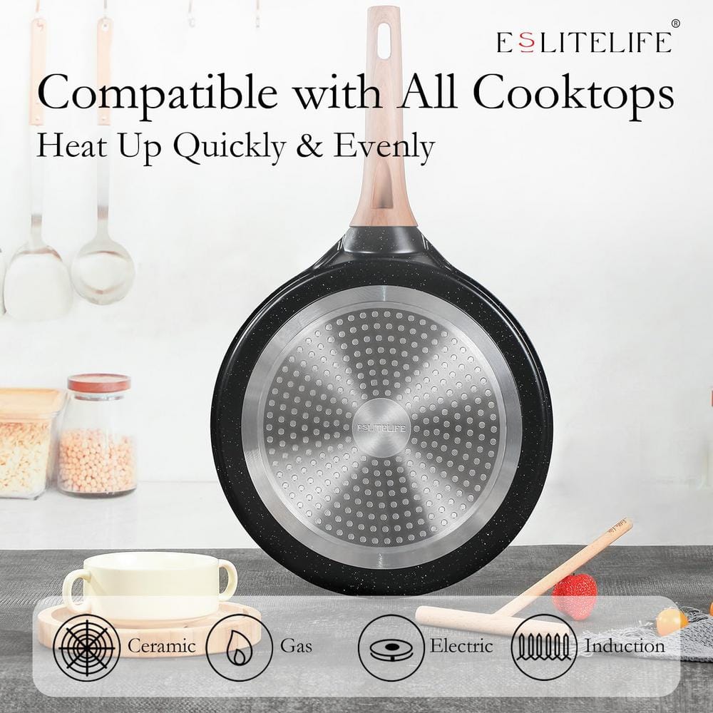 11 in. Aluminum Sturdy and Durable Eco-Friendly Nonstick Granite Coating Crepe Pan Spreader Bakelite Handle - Hercitys