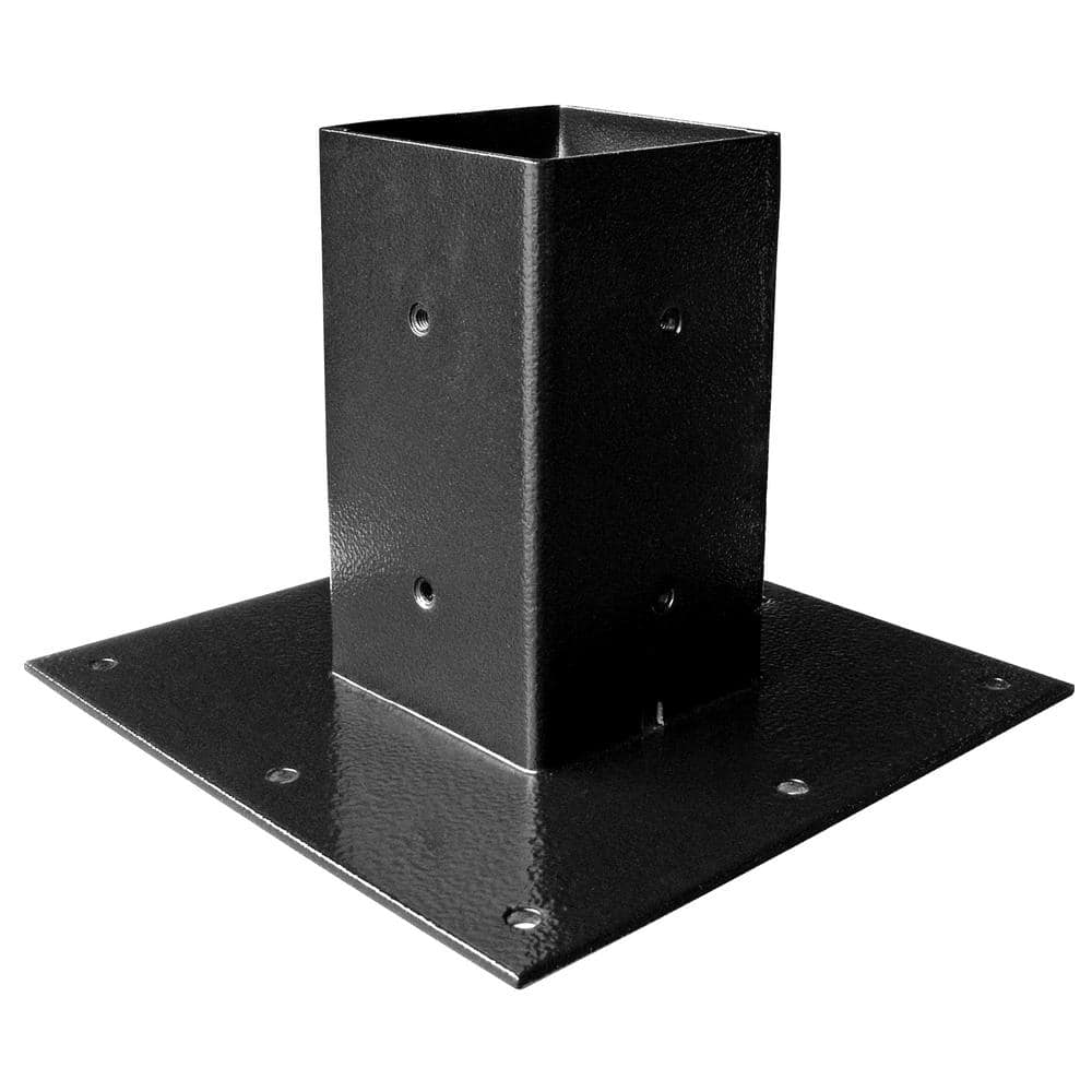 27 in. Surface Mount Mailbox Post and Baseplate Package, Black - Hercitys