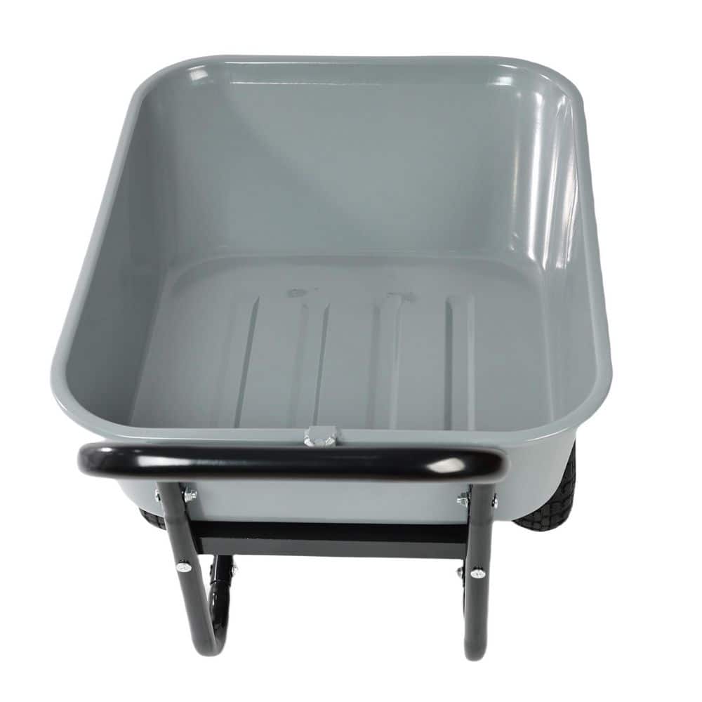 1.2 cu. ft. Gray Two-wheeled Garden Cart with 10-inch Pneumatic Wheels - Hercitys