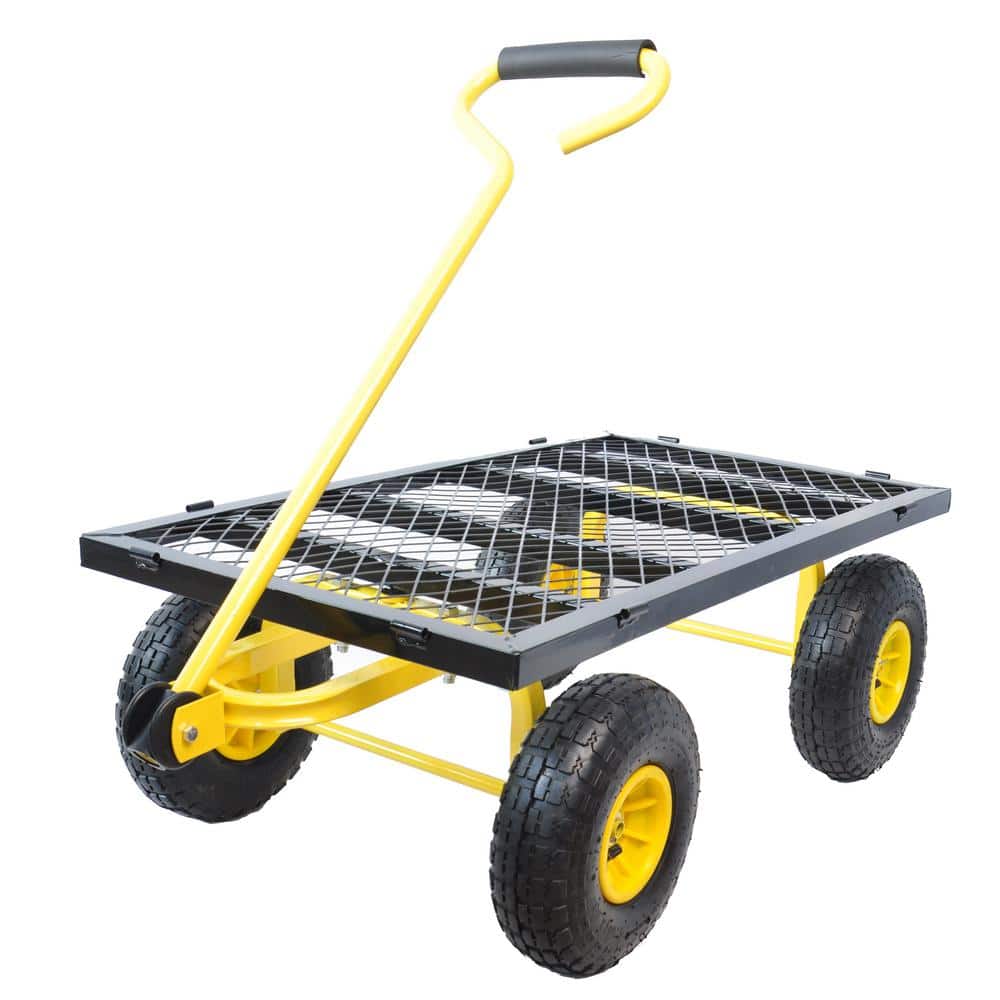 16 cu. ft. Steel Wagon Garden Cart, Black+Yellow - Hercitys