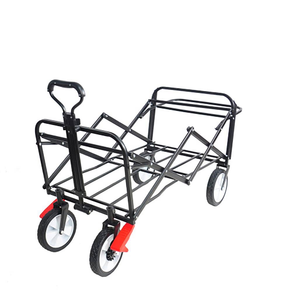 5.20 cu. ft. Red Steel Folding Garden Cart with Adjustable Handle. - Hercitys
