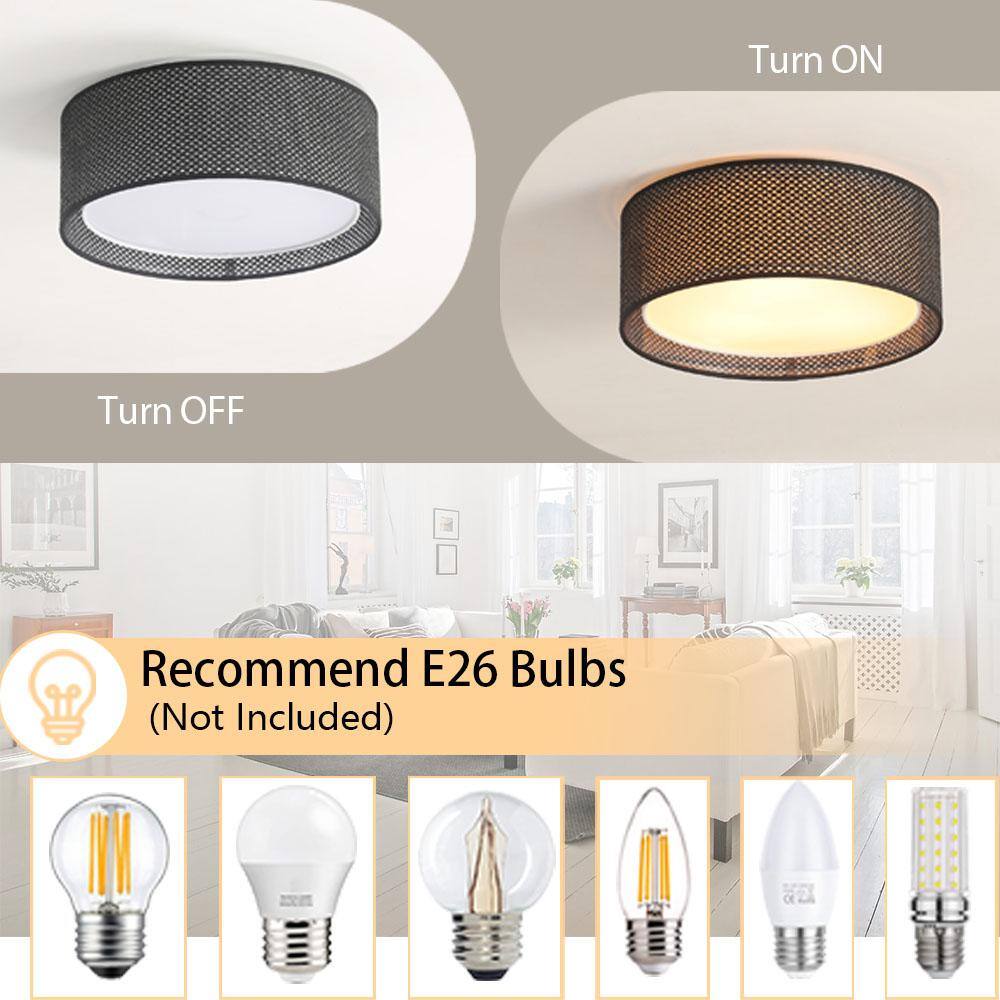 20 in. 5-Light Black Drum Flush Mount - Hercitys