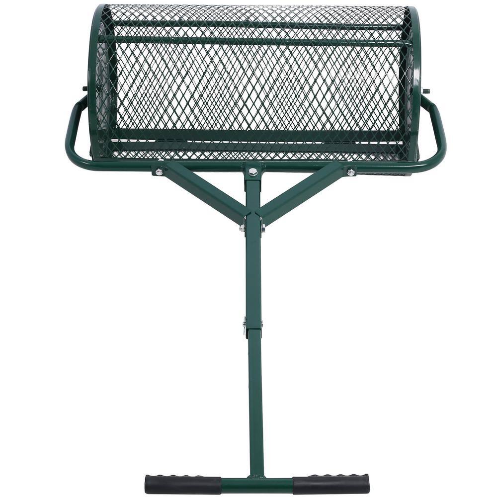24 in. Steel Handheld Peat Moss Spreader Compost Spreader Metal Mesh with T Shaped Handle - Hercitys