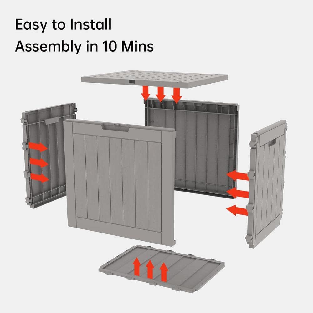31 Gal. Grey Resin Deck Box Weatherproof and UV Resistant - Hercitys