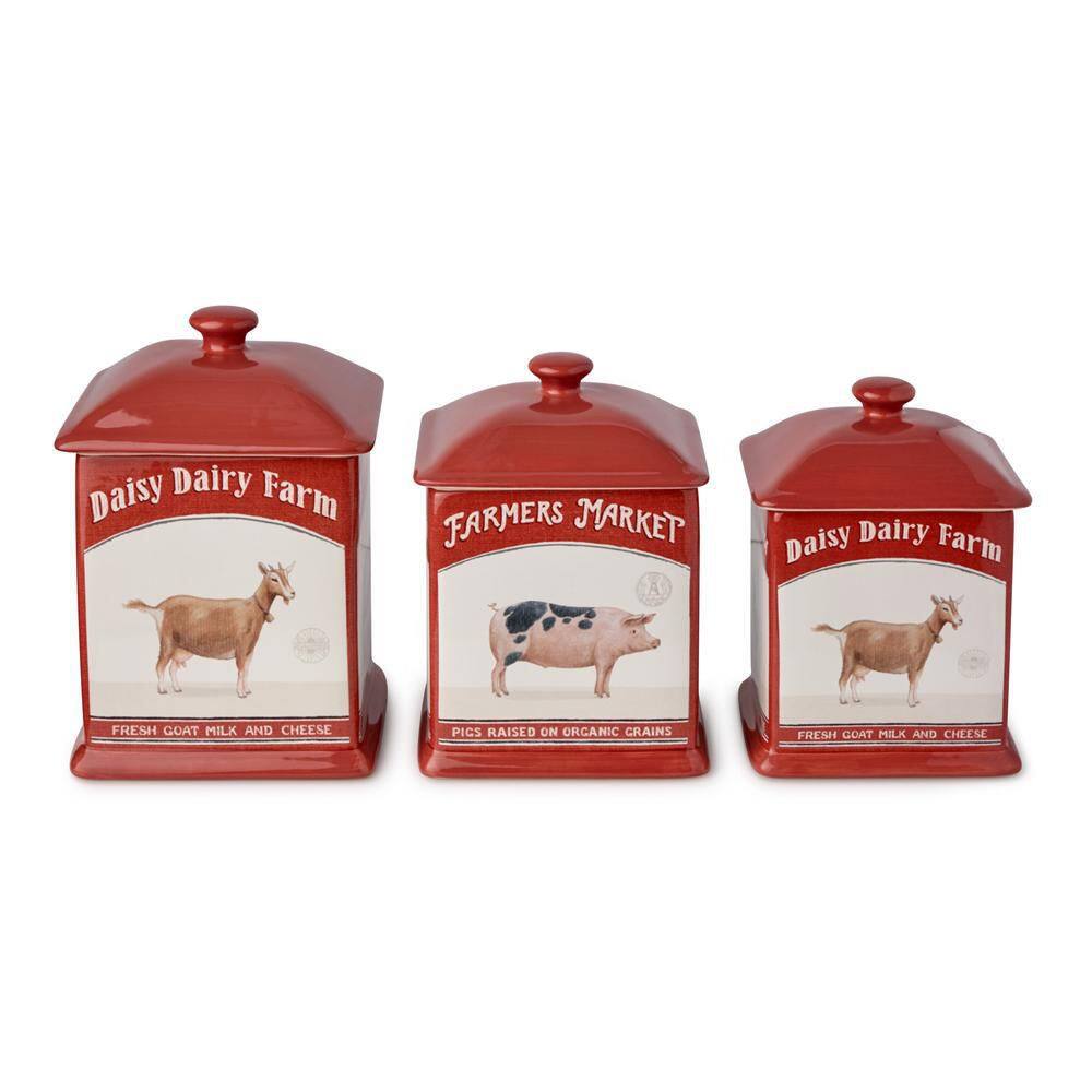 3-Piece Ceramic Farm Square Canister Set - Hercitys