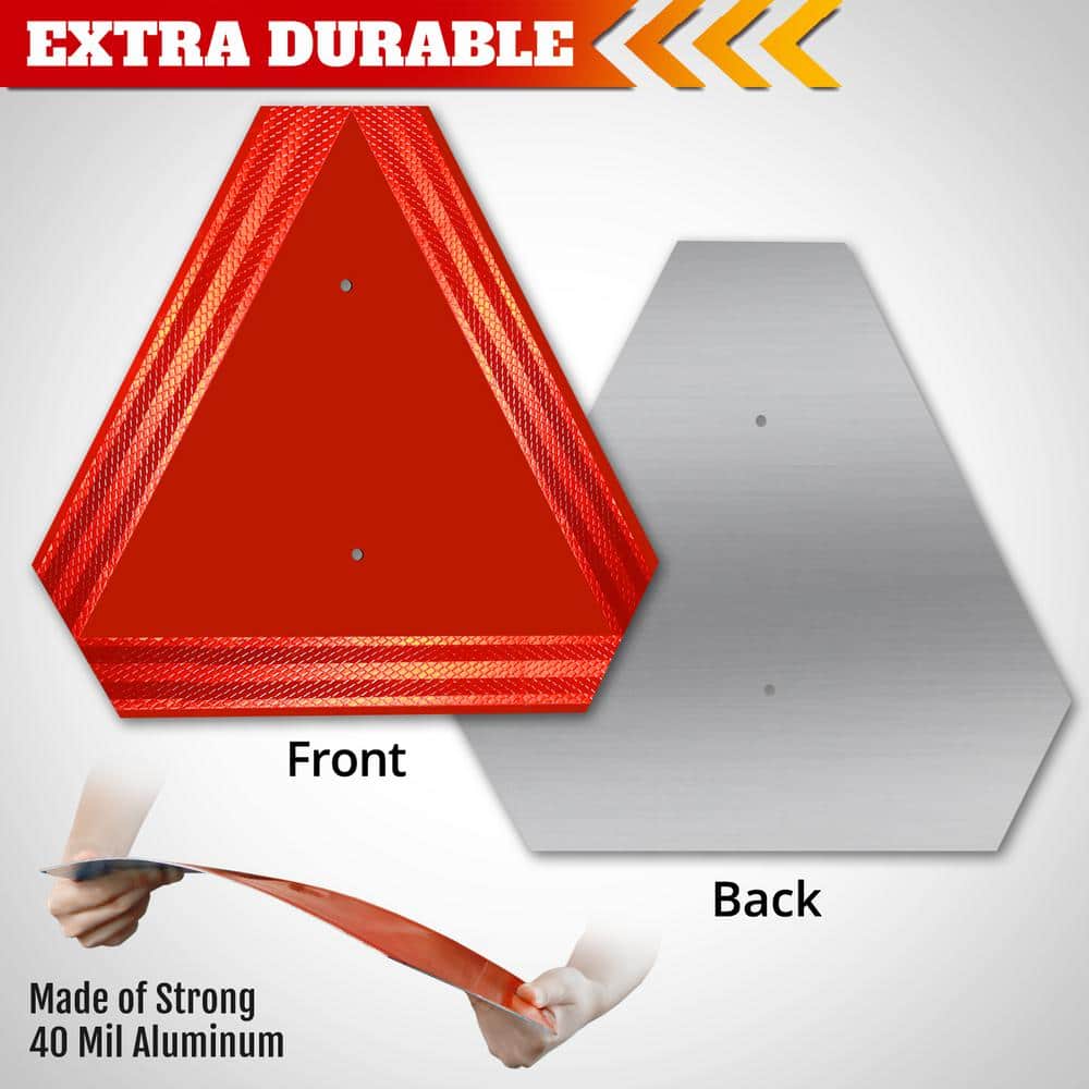 14 in. x 16 in. Aluminum Slow Moving Vehicle Sign – Highly Visible Triangle Safety Sign with Reflective Film - Hercitys