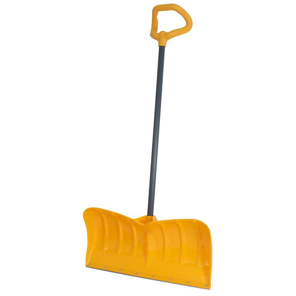 41.25 in. Handle Steel Snow Shovel and 26 in. Plastic Blade Versa Grip Combo and Pusher with Steel Strips - Hercitys