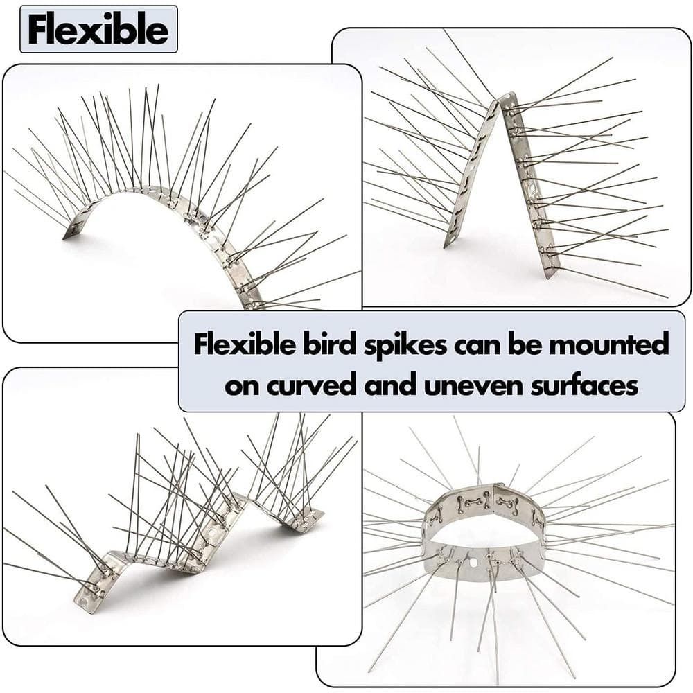21.7 ft. Stainless Steel Bird Spikes or Pigeon and Small Birds Squirrel Raccoon Cats Crow Defender Spikes for Outside - Hercitys