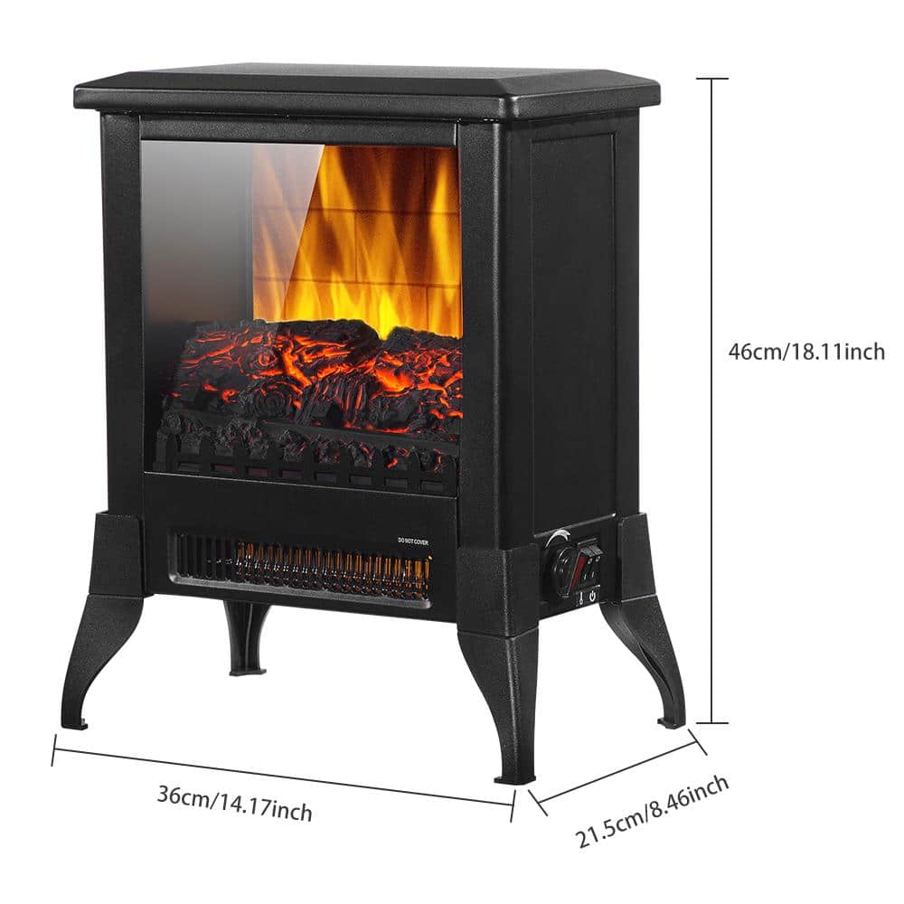 14 in. Freestanding Electric Fireplace in Black - Hercitys