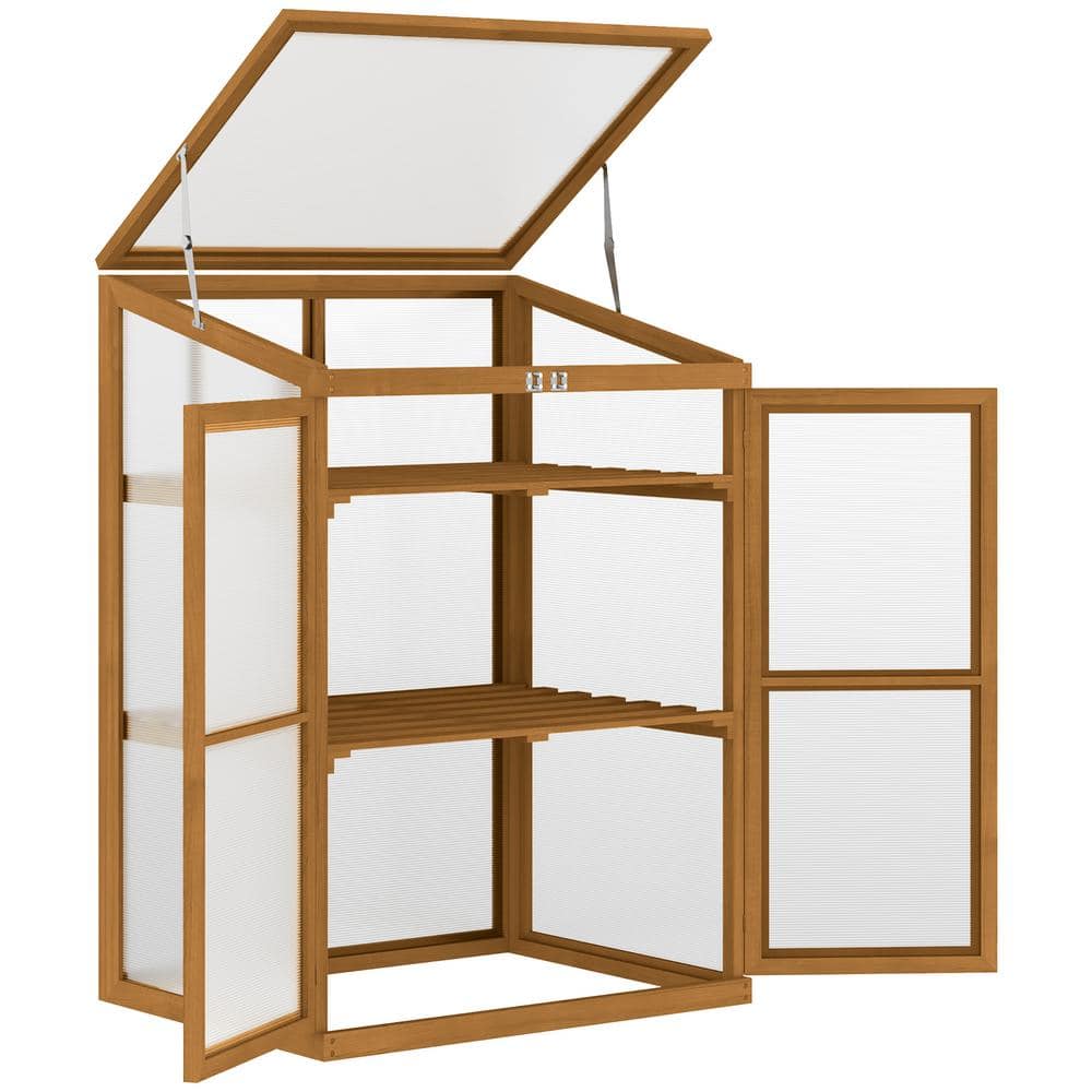 30 in. W x 24 in. D x 44 in. H Wooden Cold Brown Greenhouse - Hercitys