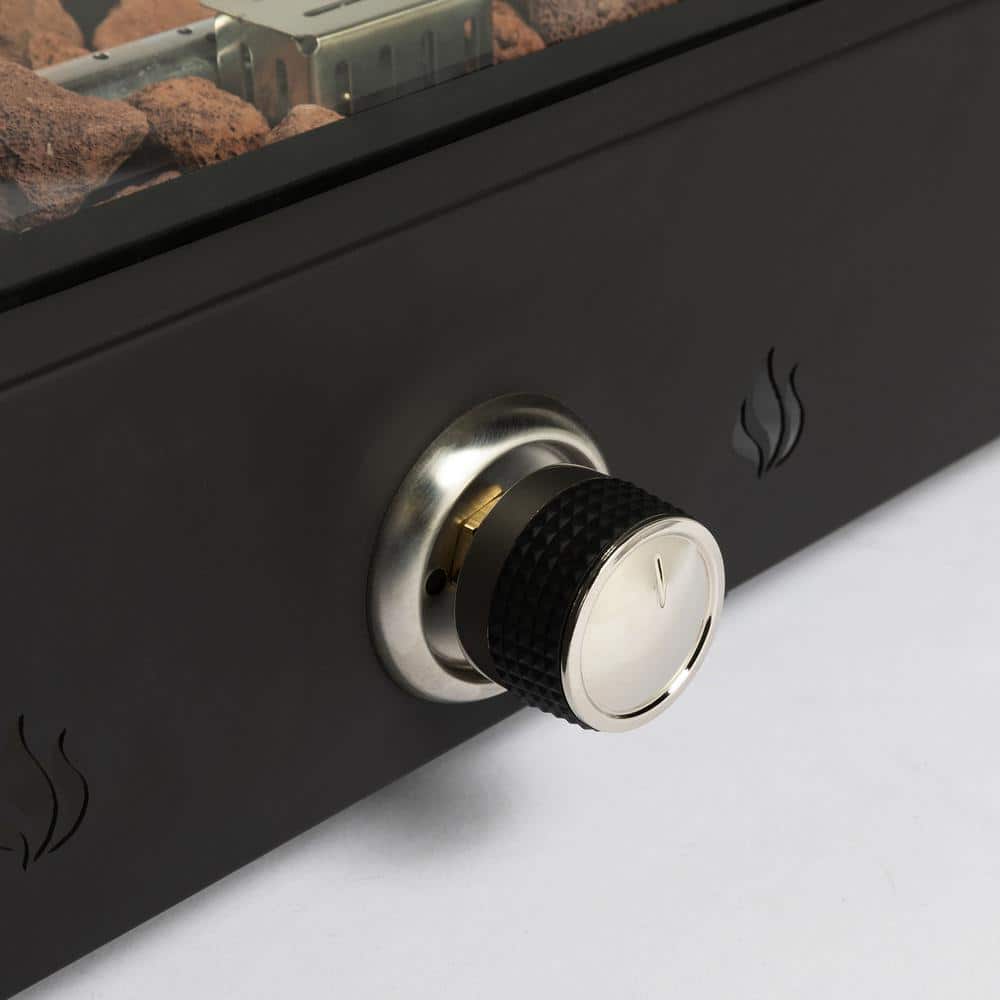 27.95 in. W x 8.00 in. H Steel Rectangle Propane Gas Tabletop Fire Pit in Black - Hercitys