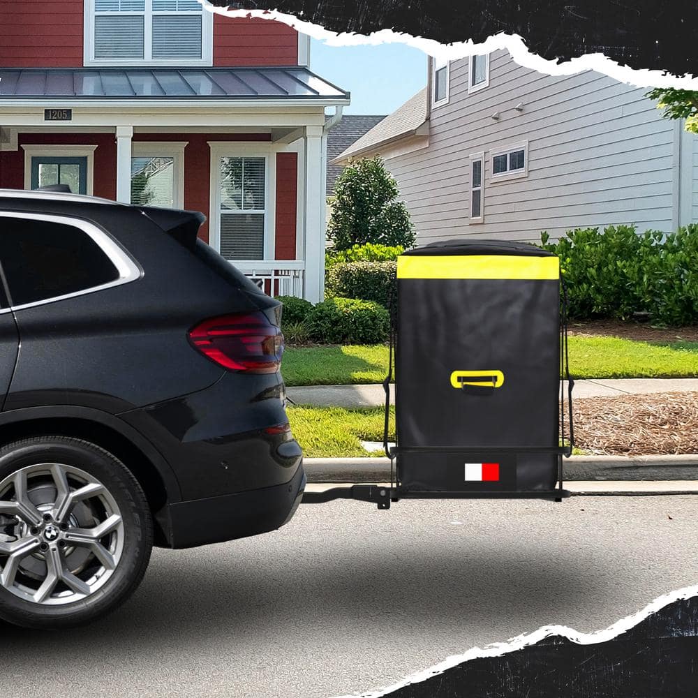 30 cu. ft. Waterproof Cargo Carrier Bag 60 in. x 24 in. x 36 in. Cargo Hitch Bag with Lock Straps and Carry Bag, Yellow - Hercitys