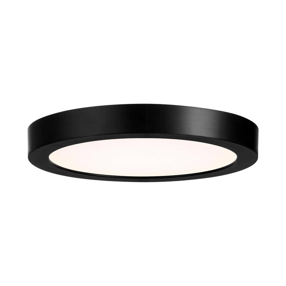 10 in. 20-Watt Modern Black Integrated LED Flush Mount with Clear Shade - Hercitys