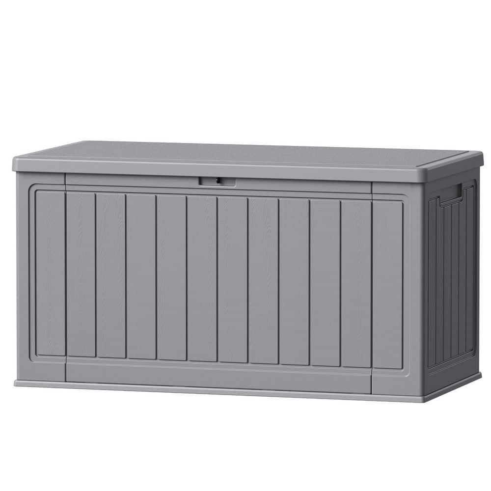 150 Gal. Gray Outdoor Waterproof Lockable Deck Box With Dividers - Hercitys