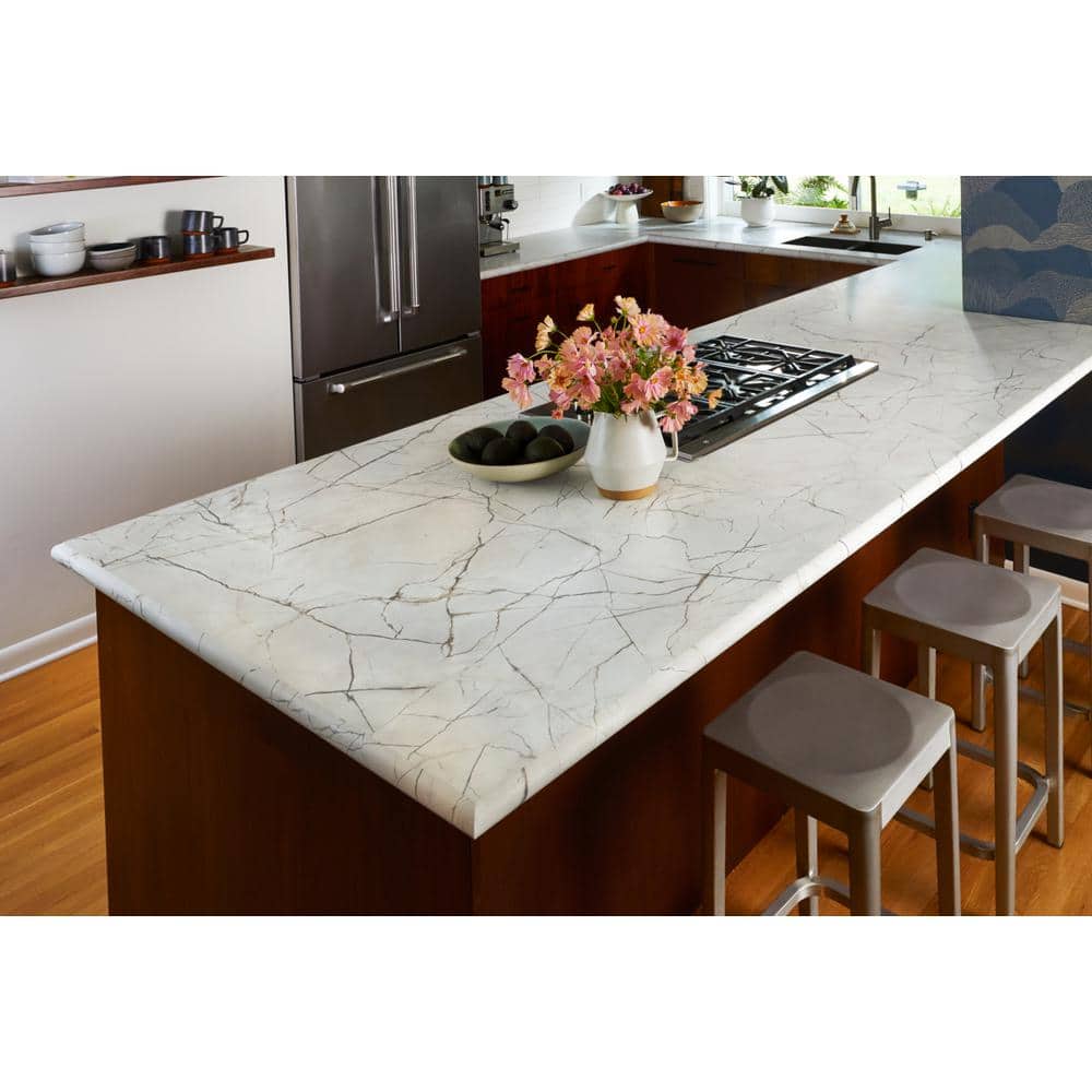 5 ft. x 12 ft. Laminate Sheet in 180fx Fractured Marble with Satin Touch Finish - Hercitys