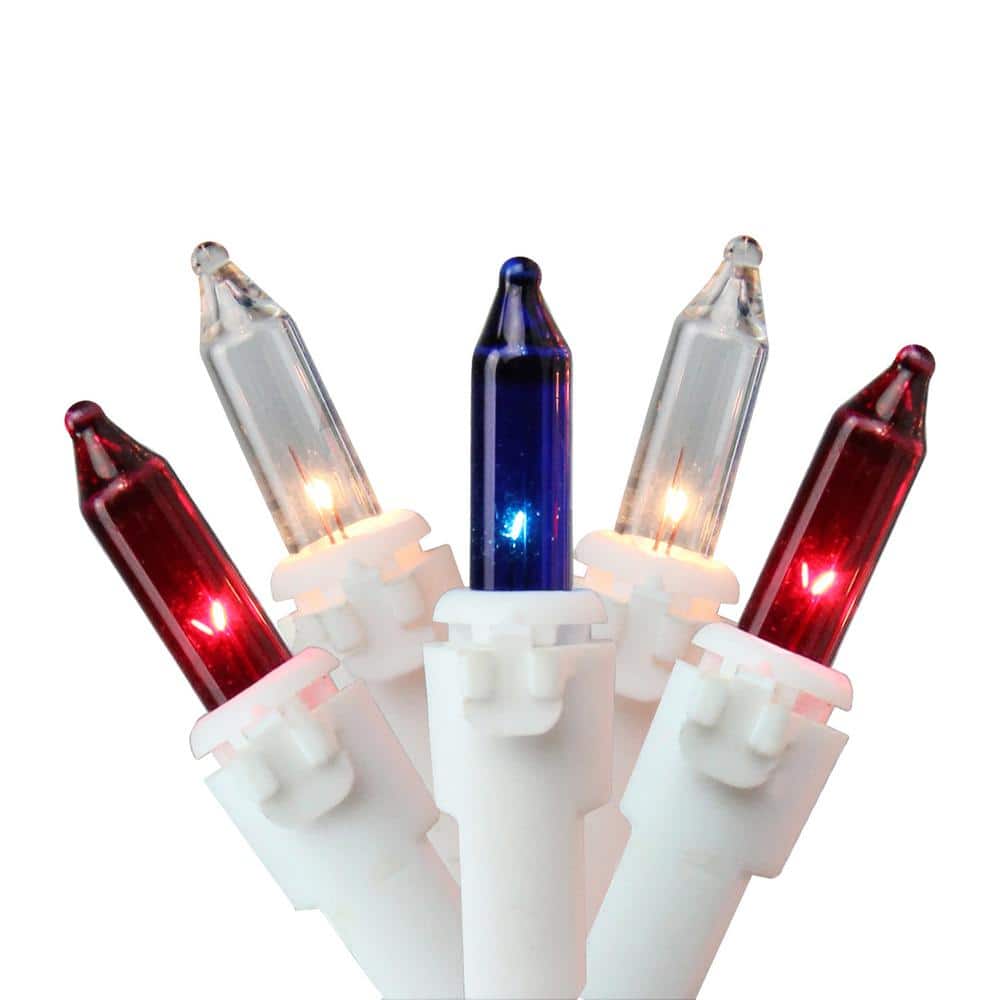 0.25 in. Red White Blue 4th of July Mini Light Set with 20 ft. White Wire (100-Count) - Hercitys