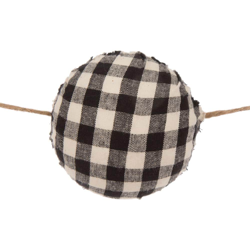 2-Pack 72 in. Black and White Plaid Fabric Garland - Hercitys