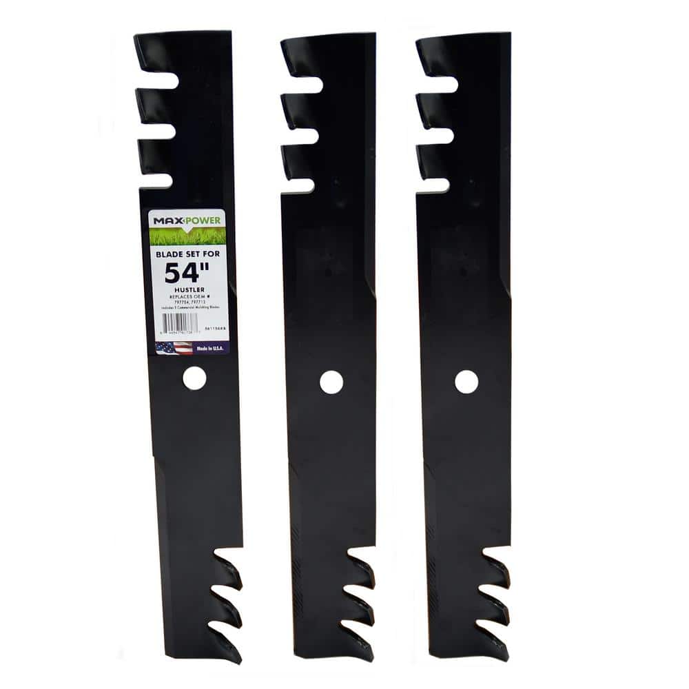 3 Commercial Mulching Blade Set for 54″ Hustler mowers, Replaces OEM numbers 797704, 797712, 438-0001-00 - Hercitys