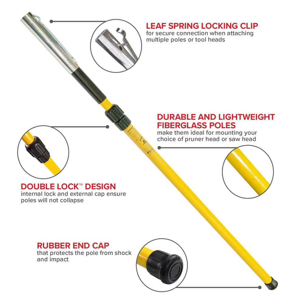 4-8 ft. Telescoping Tree Pruner Pole with Female Ferrule and Rubber Base Cap - Hercitys