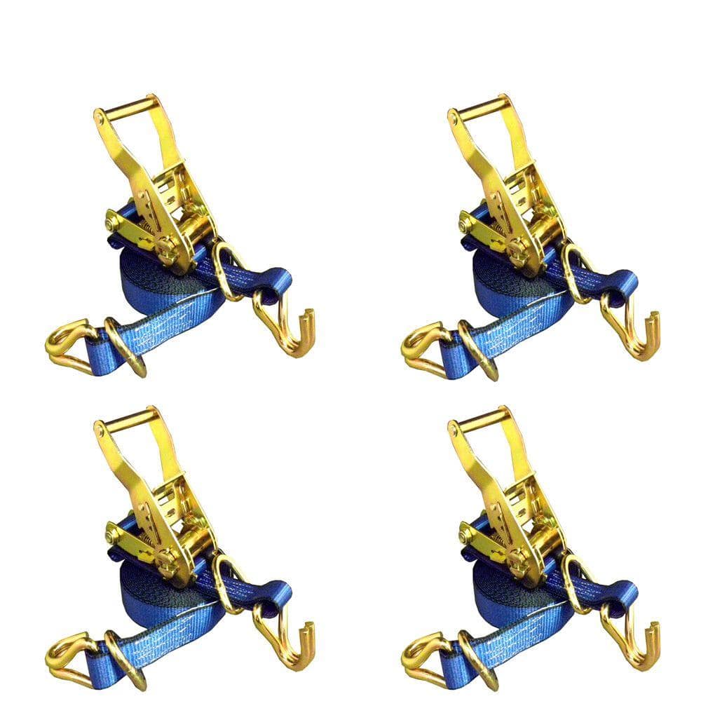 1 in. x 16 ft. Ratchet Tie-Down Strap with 3000 lbs. D-Ring Hook (4-Pack) - Hercitys