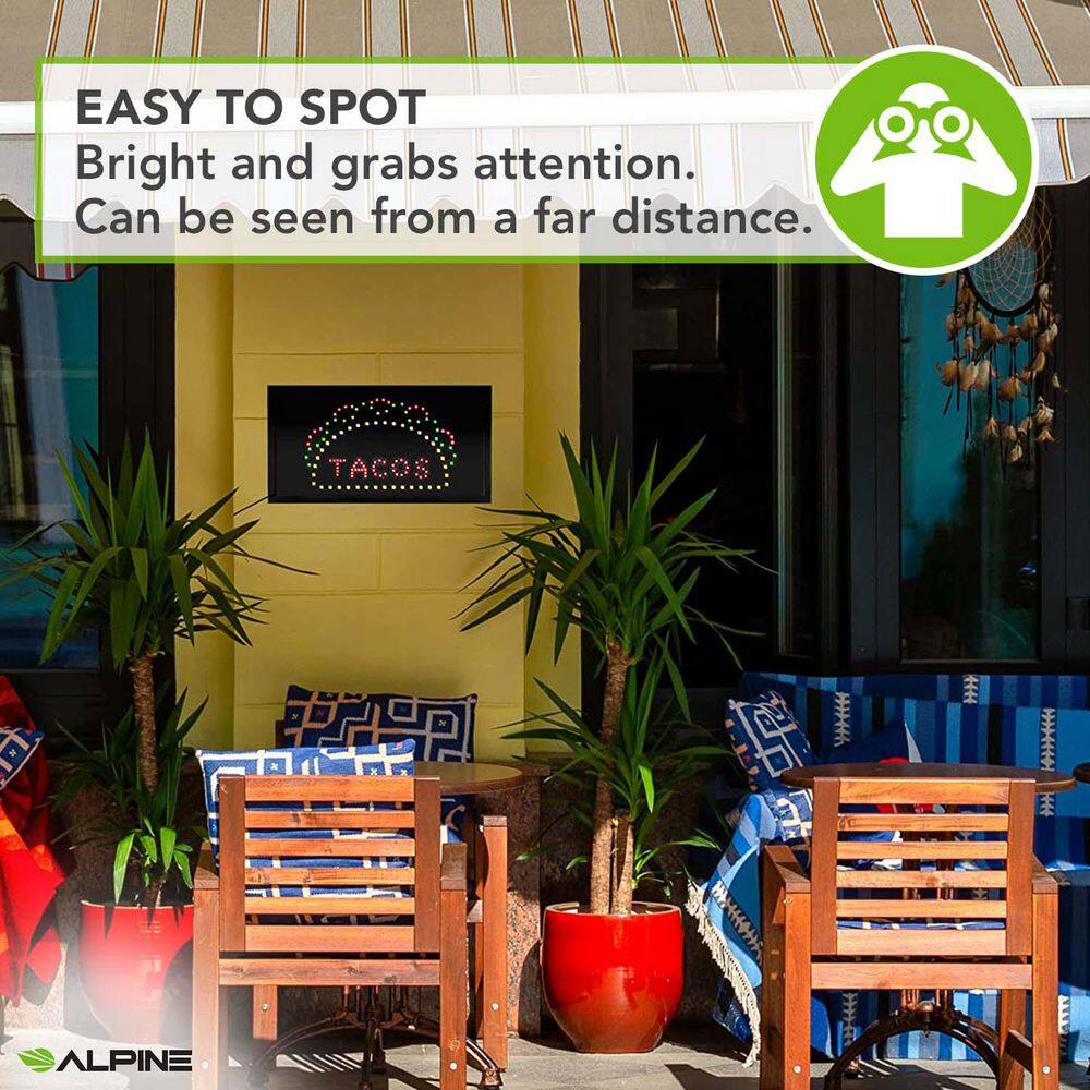 19 in. x 10 in. LED Rectangular TACO Sign with 2 Display Modes - Hercitys