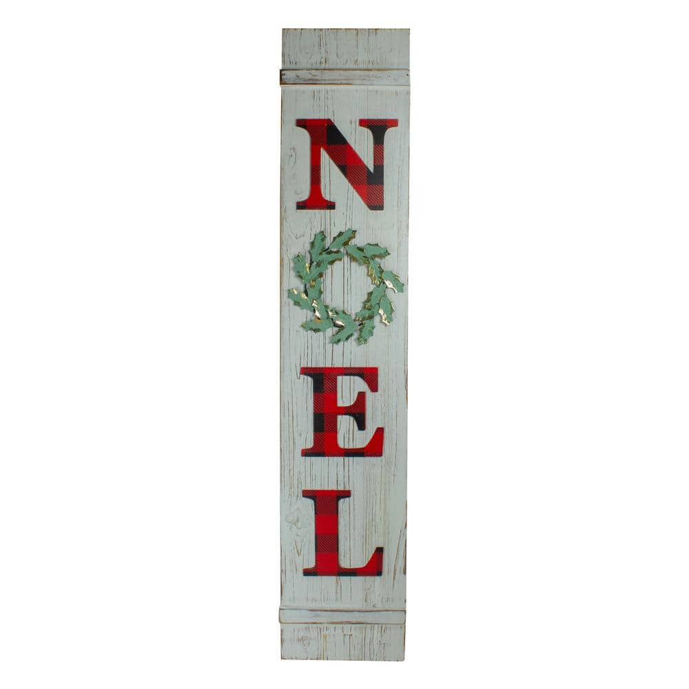 48 in. White And Red Wooden Noel Christmas Wall Sign - Hercitys